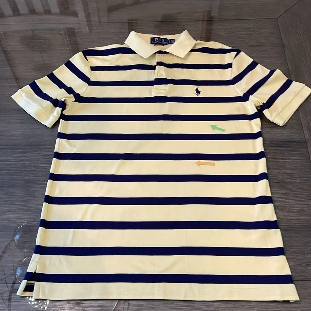 Polo Ralph Lauren Classic Fit Men’s SP - Small Petite Yellow with Navy Stripe